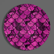 Magenta marmer met vissenschubben – Rond Glasschilderij