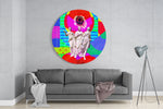 Popart-papavers met drie figuren in toga – Rond Glasschilderij