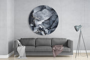 Inktmarmer in antraciet en zilver – Rond Glasschilderij