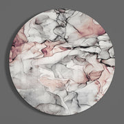 Zacht blushgrijs marmer – Rond Glasschilderij
