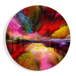 Karmozijnrode regenboogrook – Rond Glasschilderij