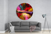 Karmozijnrode regenboogrook – Rond Glasschilderij
