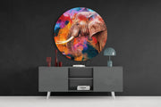 Olifant met sjaal – Rond Glasschilderij