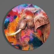 Olifant met sjaal – Rond Glasschilderij