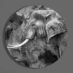 Geschilderd olifantenprofiel in monochroom – Rond Glasschilderij