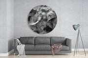 Geschilderd olifantenprofiel in monochroom – Rond Glasschilderij