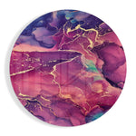 Magenta, paars en gouden inkt – Rond Glasschilderij