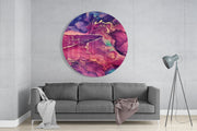 Magenta, paars en gouden inkt – Rond Glasschilderij