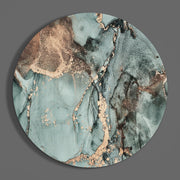 Turquoise marmer – Rond Glasschilderij