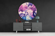 Roze marmer – Rond Glasschilderij