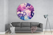 Roze marmer – Rond Glasschilderij