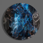 Diepblauw marmer met koperen aders – Rond Glasschilderij