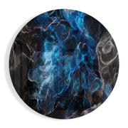 Diepblauw marmer met koperen aders – Rond Glasschilderij