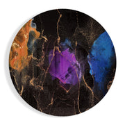 Paarse, blauwe en gouden inkt – Rond Glasschilderij