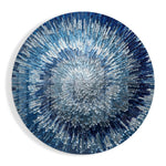 Donkerblauwe radiale sterrenstructuur – Rond Glasschilderij