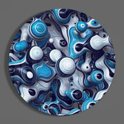Elegante mix van blauw – Rond Glasschilderij