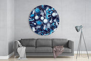 Elegante mix van blauw – Rond Glasschilderij