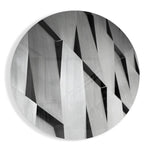 Zilveren hoekige geometrische latten – Rond Glasschilderij