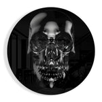 Reflecterende schedel van zwart obsidiaan – Rond Glasschilderij
