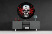 Sugar Skull met karmozijnrode ogen – Rond Glasschilderij
