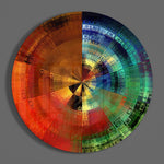 Pixelspectrum in waaierpatroon – Rond Glasschilderij