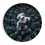 Ontsnappende ruimteman voor een skeletleger – Rond Glasschilderij
