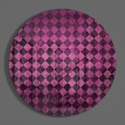 Verweerd ruitpatroon in roze – Rond Glasschilderij