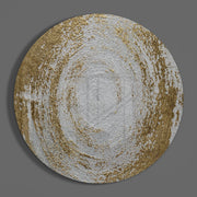 Getextureerde cirkel in crème en goud – Rond Glasschilderij
