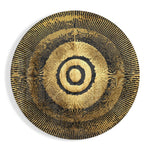Gouden zonnestralen met bullseye – Rond Glasschilderij