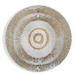 Wit-gouden bullseye met stralen – Rond Glasschilderij