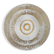 Wit-gouden bullseye met stralen – Rond Glasschilderij
