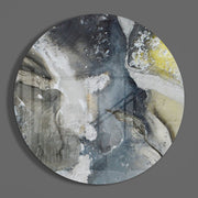 Leigrijs en geel marmer – Rond Glasschilderij