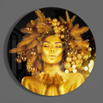 Vrouw met gouden kroon – Rond Glasschilderij