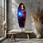 Red Armored Tech Hero Pop Art Glass Wall Art.