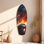 Dragon Sports Car Fire Tempered Glass Wall Art.