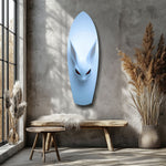 Pale Blue Rabbit Red Eyes Minimal Glass Wall Art.