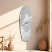 White Cat Profile Minimal Glass Wall Art.