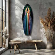 Rainbow Wake Speedboat Aerial Glass Wall Art.