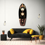 Brain Flowers Roots Surreal Glass Wall Art.