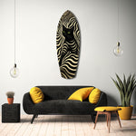 Black Cat Wavy Optical Pattern Glass Wall Art.