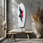 Brushstroke Face Profile Red Tear Glass Wall Art.