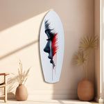 Brushstroke Face Profile Red Tear Glass Wall Art.