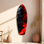 Red Black Smoke Ink Swirl Glass Wall Art.