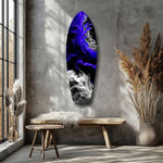 Purple White Smoke Ink Storm Glass Wall Art.