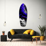 Purple White Smoke Ink Storm Glass Wall Art.