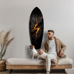 Lightning Bolt Burning Stone Glow Glass Wall Art.
