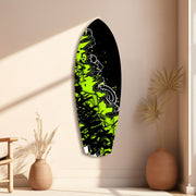 Neon Green Black Graffiti Street Art Glass Wall Art.
