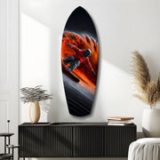 Snowboarder Fire Trail Adrenaline Glass Wall Art.