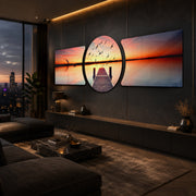 Sunset Pier Flying Birds 3 Piece Glass Wall Art