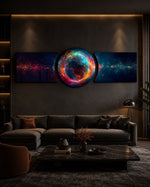 Glowing Cosmic Planet 3 Piece Glass Wall Art